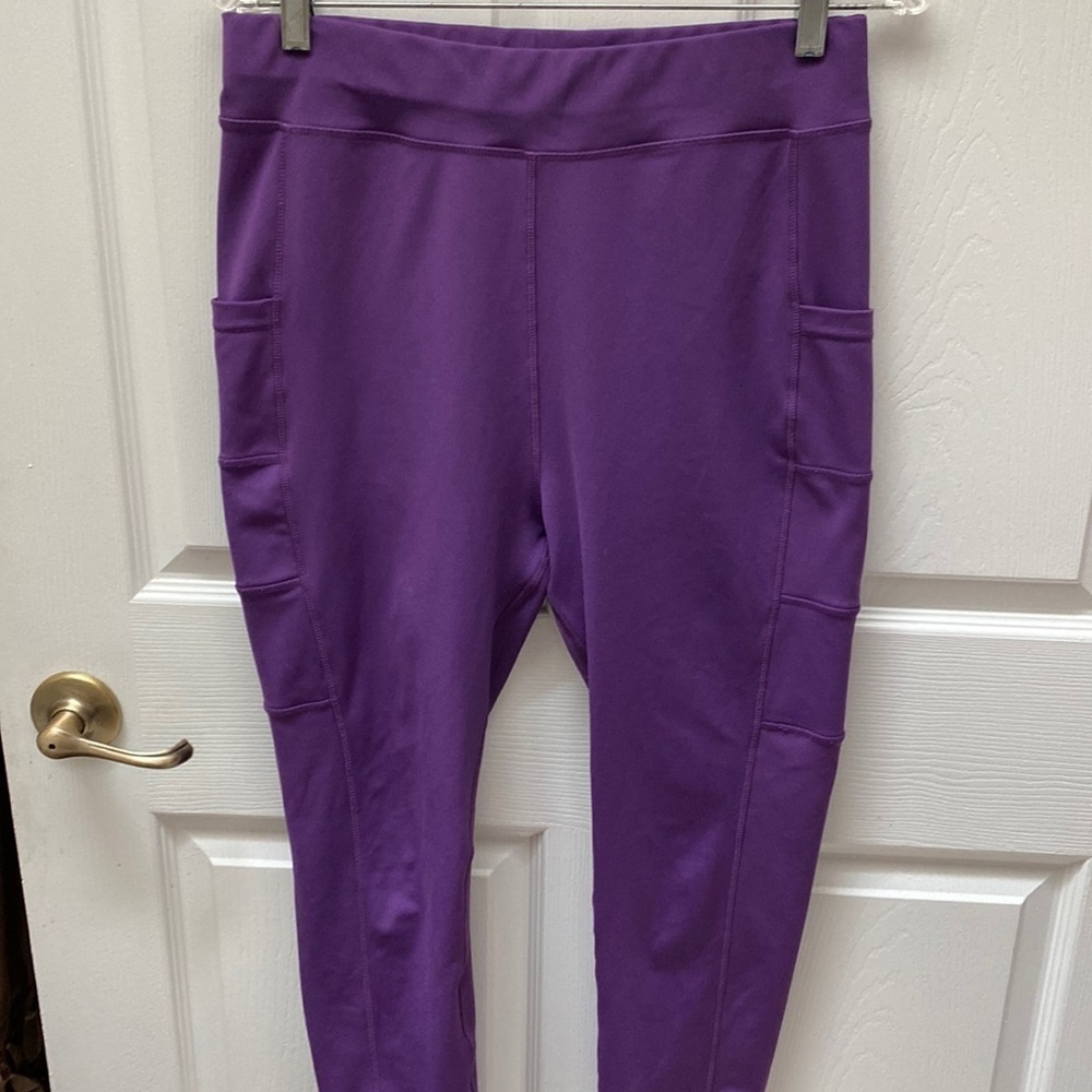 F womens Pop Fit stretchysolid purple runny/ athletic pants size XL. EUC